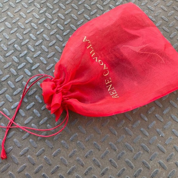 Rene Caovilla Dust Bag Red Organza Fabric Draw String Storage Bag Authentic - Picture 9 of 11